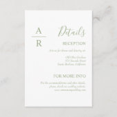 セージ緑のスクリプトイニシャル結婚タイポグラフィ エンクロージャーカード (正面)