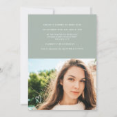 セージ緑のスクリプトハート4枚の写真ブライダルシャワー 招待状 (裏面)