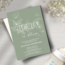 セージ緑のスクリプトフラワー蝶ベビーイン開花