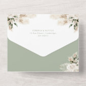 セージ緑のススキの水色のフローラ結婚ズ オールインワン招待状 (裏面)