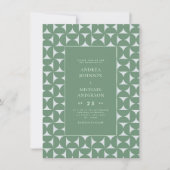 セージ緑のセージ幾何学世紀半モダン半結婚期 招待状 (正面)