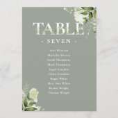 セージ緑のタイポグラフィシーティングプランテーブル番号 (正面)