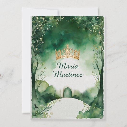 セージ緑のドレスエメラルドフォレストガールミクリン 招待状 (裏面)