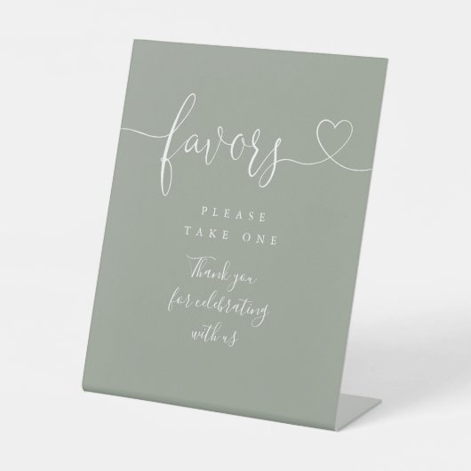 セージ緑のハートスクリプトの利点 台座サイン (正面)