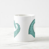 セージ緑のハートドラゴンの白 コーヒーマグカップ (中央)
