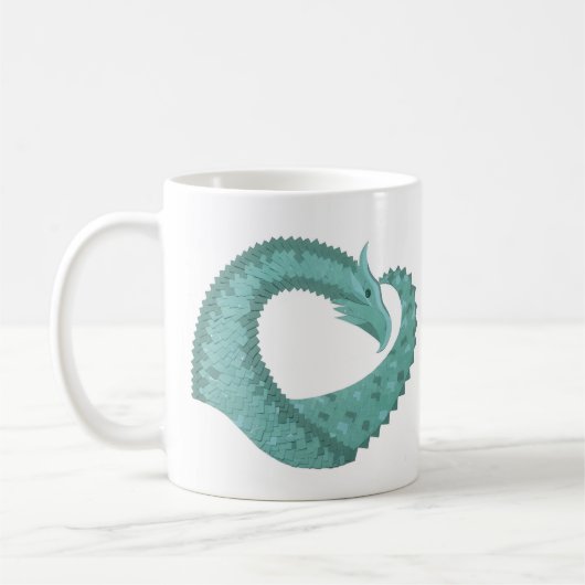 セージ緑のハートドラゴンの白 コーヒーマグカップ (左)