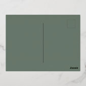 セージ緑のバラ金ゴールド写真サンキューカード 箔シーズンポストカード (裏面)