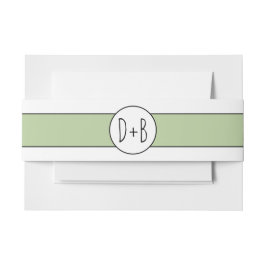 セージ緑のバンドとイニシャル結婚ズ 招待状ベリーバンド