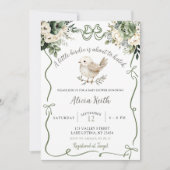 セージ緑のバーディー赤ちゃんシャワー 招待状 (正面)