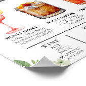 セージ緑のバーメニュー結婚のドリンクの看板 ポスター (角)