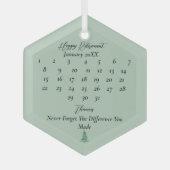 セージ緑のパゴダクリスマスツリーの退職 ガラスオーナメント (正面)