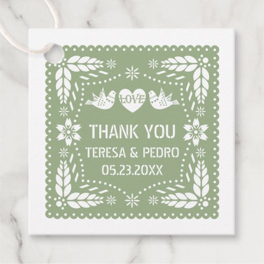 セージ緑のパペルピカドは鳥結婚を愛する フェイバータグ (正面)