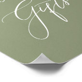 セージ緑のフォーマル書道結婚式のカードのギフト ポスター (角)