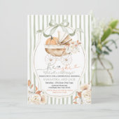 セージ緑のフローラかぼちゃのキャリッジの性別の表示 招待状 (スタンド正面)