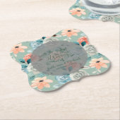 セージ緑のフローラエレガントな結婚書道 ペーパーコースター (アングル)