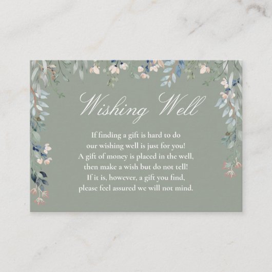セージ緑のフローラカスケード願い結婚井戸 エンクロージャーカード (正面)