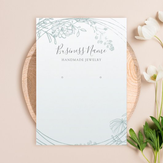 セージ緑のフローラサークルイヤリングジュエリー表示 名刺