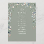 セージ緑のフローラシーティングプランテーブル番号 招待状 (裏面)