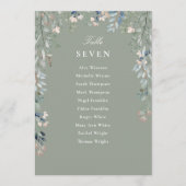 セージ緑のフローラシーティングプランテーブル番号 招待状 (正面)