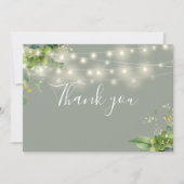 セージ緑のフローラストリングライト サンキューカード (正面)