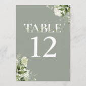 セージ緑のフローラタイポグラフィテーブル番号 (裏面)
