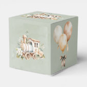 セージ緑のフローラトレインボーイベビーシャワー フェイバーボックス (裏面サイド)