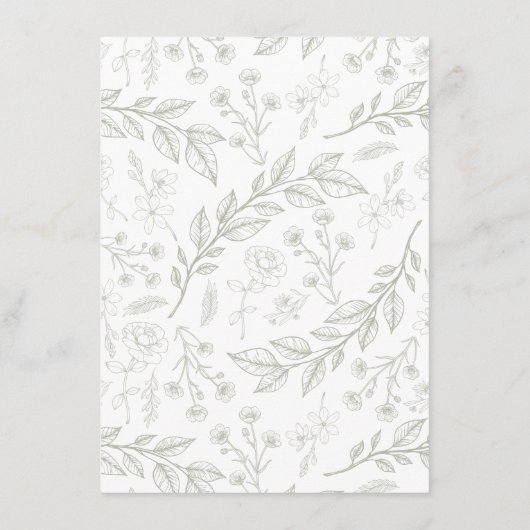 セージ緑のフローラビンテージ結婚式囲いカード エンクロージャーカード (裏面)