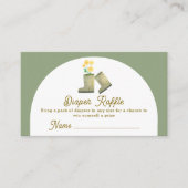 セージ緑のフローラブーツおむつラッフルベビーシャワー エンクロージャーカード (正面)