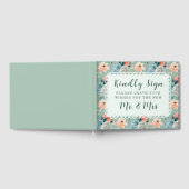 セージ緑のフローラレースエレガントな結婚書道 ゲストブック (全面)