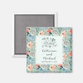 セージ緑のフローラレースエレガントな結婚書道 マグネット (正面/裏面)