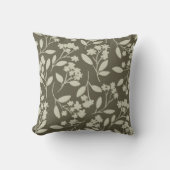 セージ緑のフローラ手描き植物花 クッション (正面)