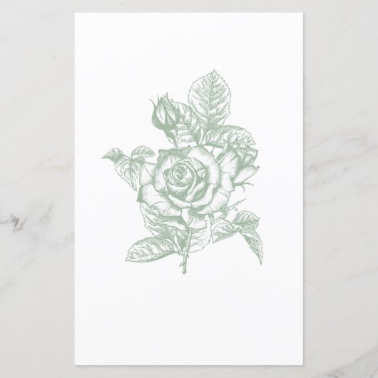 セージ緑のフローラ推測ブライダルシャワーゲーム (裏面)