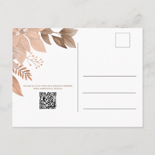 セージ緑のフローラ結婚式の日付はがきを保存 案内ポストカード (裏面)