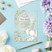 セージ緑のフローラ象ニュートラルベビーシャワー アクリル招待状 (インサイチュ (ウェディング))