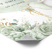 セージ緑のフローラ象ニュートラルベビーシャワー ポスター (角)