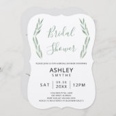 セージ緑のブライダルシャワー招待，植物学 招待状 (正面/裏面)