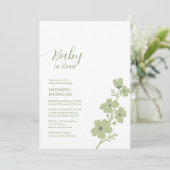 セージ緑のベビーで開花フローラベビーシャワー 招待状 (スタンド正面)