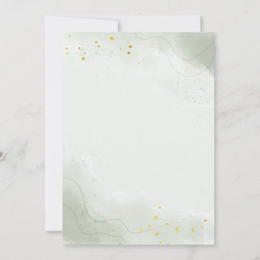 セージ緑のベビーは緑の赤ちゃんシャワーを醸造している 招待状 (裏面)