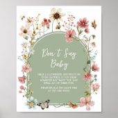 セージ緑のベビー開花ベビーシャワー言わないベビー ポスター (正面)