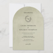 セージ緑のベルベットのテクスチャミニマリストアー結婚チズ 招待状 (正面)