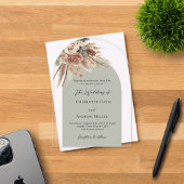 セージ緑のベージュバラパンパスア澄んーチ結婚ーズ アクリル招待状