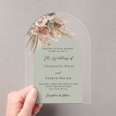 セージ緑のベージュバラパンパスア澄んーチ結婚ーズ アクリル招待状 (インサイチュ (ポータブル))