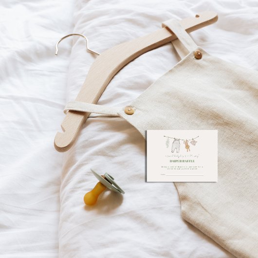 セージ緑のボホオムツラッフルベビーシャワー エンクロージャーカード