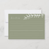 セージ緑のボホフラワーズ結婚レシピカード ノートカード (裏面)