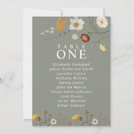 セージ緑のボホフローラテーブル座席チャードカード 招待状