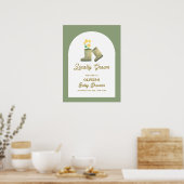 セージ緑のボホフローラブーツベビーシャワーウェルカム ポスター (キッチン)