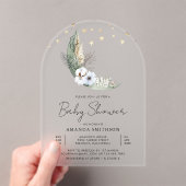 セージ緑のボホフローラムーンアーチ赤ちゃんシャワー アクリル招待状 (インサイチュ (ポータブル))