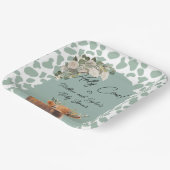 セージ緑のボホホーホホーチカウファームベビーシャワー ペーパープレート (傾斜あり)