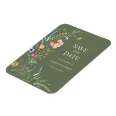 セージ緑のボホワイルドフラワーデイトカードを保存 マグネット (左側)