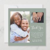 セージ緑のボホワイルドフラワー結婚の感謝 招待状 (正面)